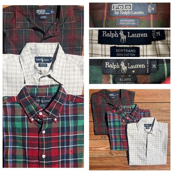 Ralph Lauren Vintage 90s Plaid Shirt Bundle MPreppy Ivy Heritage Grunge Lot